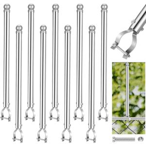 Hicarer 9 Pcs 1-3/8" Chain Link Fence Post Extender 25 Inch Fence Extension Height Galvanized Chain Link Fence Extension for Privacy and Dogs(Sliver)