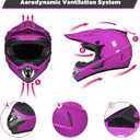 Youth Kids Dirt Bike Helmet DOT Approved Lightweight Motocross Helmet Set, Purple, Small