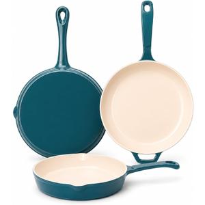 QuliMetal Nonstick Enameled Cast Iron Skillet Set (8", 9.5", 11")