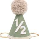 Half Birthday Hat -Baby 1/2 Birthday Cone Hat,Six Months Decorations,Party Hat Outfit for Girls/Boys (Green)