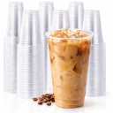 CALPAX 16 OZ PET PLASTIC CUPS WITH LIDS, CLEAR DISPOSABLE COLD DRINK CUPS, (200 PACK)