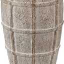 Briful Rustic Terracotta Flower Vase for Home Decor 12" Brown Farmhouse Textured Barrel-Style Ceramic Vase Vintage Handcrafted Gridded Design for Faux & Dried Flowers Living Room Table Centerpiece