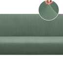 PrinceDeco Stretch Futon Slipcover Armless Futon Bed Cover Furniture Protector Without Armrests with Elastic Bottom for Kids, Soft Jacquard Fabric Small Checks, Machine Washable, Loden Frost