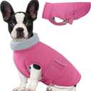 BRKURLEG Dog Winter Jacket, Warm Dog Winter Coats for Small and Medium Large Dogs, Reflective Adjustable Pet Cold Weather Coats, Waterproof Dogs Snow Jacket Clothes Fleece Vest (L, Rose Red)