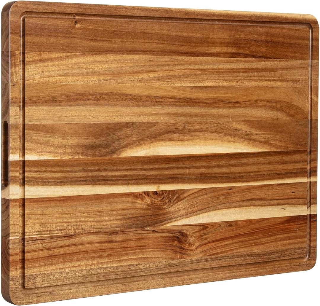 Cutting Boards 1.5" Thicker, 20x15 Inch Extra Large Acacia Wooden Cutting Board for Kitchen, Edge Grain Wood Chopping Board with Juice Groove and Handles, Pre-Oiled Carving Tray for Meat & Cheese