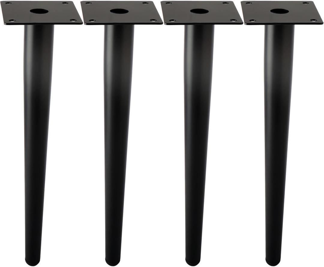 Straight Furniture Table Legs 20 Inch, Round Tapered Metal Furniture Legs Black, Modern Dresser Cabinet Sofa Support Feet Replacement, Set of 4