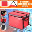 CroBlissful Insulated Food Delivery Bag for Bike with Rear Rack Pizza Delivery Box with Shoulder Belt and Internal Accessories Waterproof, Internal Dimensions (Red,19.2 x 15.5 x 16.1 Inches)