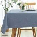 maxmill Linen Textured Rectangular Tablecloth Water Resistant Wrinkle Free Spillproof Stain Proof Table Cloth for Dining Room Decoration Banquet Party Wedding Holiday Dinner, 60 x 84 Inch Demin Blue