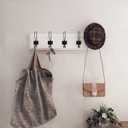 HBCY Creations White Solid Wood Wall Mounted Coat Rack with Shelf, 5 Hooks, 24" Long - Kitchen, Mudroom, Entryway, Bathroom - Includes Mounting Hardware, Coat Hanger, Dog Leash Hooks, Towel Rack