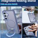 HuwaiH Magnetic Stand for Samsung Galaxy S24 Case, Military-Grade Protection, Anti-Fingerprint Anti-Scratch Translucent Matte Phone case for Samsung Galaxy S24(Light Blue)