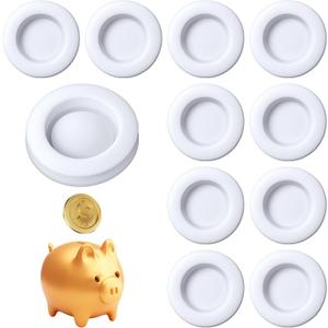 10 Pieces Piggy Bank Stopper, Piggy Bank Plug, White Rubber Stopper Covers, 1.45 Inch Outer Diameter, Money Saving Box Closure, Hole Protector and Seal