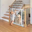 Babelio Baby Gate for Doorways and Stairs, 26''-40'' Auto Close Dog/Puppy Gate, Easy Install, Pressure Mounted, No Drilling, fits for Narrow and Wide Doorways, Safety Gate w/Door for Child and Pets (30"Tall 26"-40" Wide, White)