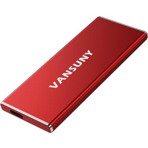 Vansuny 1TB Portable External SSD, USB 3.1 Gen2 540MB/s High-Speed Data ssd External Hard Drive USB C, Metal Mini Portable External Solid State Drive, Red