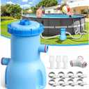 Standard Series Above Ground Pool Filter Pump - 800 GPH Flow Rate | Rapid Circulation & Micro-Debris Filtration, Pool Cartridge Filter Pump System - Keep Water Crystal Clean & Clear-Deep Blue