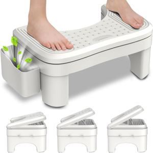 Toilet Stool Squat Adult, Height Adjustable Poop Stool for Bathroom with Storage Box, Portable Non-Slip Potty Step Stool for Adults, Improve Squatting Posture - Bowel Health & Relieves Constipation (White)