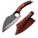 TIVOLI Meat Cleaver Knife, Hand Forged Full Tang Butcher knife for Meat Cutting, High Carbon Steel Viking Knife with Sheath for Kitchen Outdoor Camping BBQ Father's Day Christmas Gift Men Women