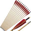 Wooden Arrows Archery Handmade Arrows 33inch Shaft with Turkey Feather Fletching for Recurve Bow Longbow Hunting Practice 12PACK (Red)