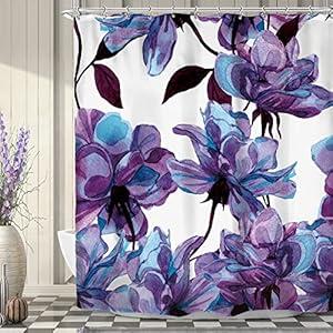 SVBright Cute Floral Shower Curtain 60Wx72L Inch Pink Boho Wildflower Flower Girls Girly Botanical Plant Country Women 12 Pack Hooks Polyester Waterproof Fabric Bathroom Bathtub Panels