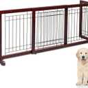VINGLI Dog Gate for Stairs Free Standing Pet Gate for Driveway, Solid Wood Puppy Doggie Gates for Indoors Adjustable from 40" to 71" Wide