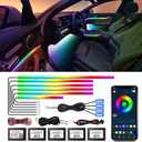 Acrylic Interior Car LED Strip Light, AMKI Dreamcolor Car Neon Light with Wireless APP Control, 10 in 1 Sub-Control Car Ambient Light Kit with DIY Mode and Music Mode, 16 Million Color Car Accessories
