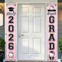 Pink Graduation Decorations Door Couplets Banner For A Polished 2026 Entrance Moment(11.8x70.9)