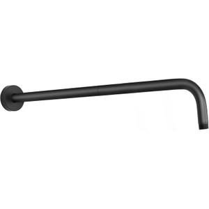 HarJue Shower Arm with Flange and Teflon Tape, Wall Mounted Shower Pipe 304 Stainless Steel Extension Arm for Fixed Shower Head & Handheld (20 Inch, Matte Black)