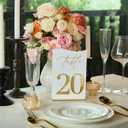 Gold Mirrored Acrylic Wedding Table Numbers 1-30 Set, Self-Standing Modern Arched Signs for Reception Seating, Anniversary & Bridal Shower, Elegant Wedding Decor (5x7 Inches)