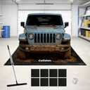 7'9"x18' Garage Floor Mat, Heavy Duty Containment Mat with a Squeegee Waterproof PVC Non-Slip Durable Protection from Snow, Rain and Mud, for Cars SUVs Trucks Parking Garages, Black