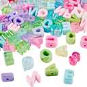 Cheriswelry 100Pcs Acrylic Letter Beads Bracelet Bead Colorful Alphabet A-Z Plastic Loose Spacer Beads 20x14mm for DIY Necklace Keychain Lanyard Making Craft Hole: 3.5mm