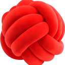 Knot Ball Pillows, Round Throw Pillow Cushion Home Decoration Soft Plush Pillow, Throw Knotted Ball Pillow Handmade Children Room Decoration Round Plush Toy Pillow (Red,8.5"/22cm)