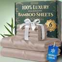 DECOLURE 100% Viscose Derived from Bamboo Sheets California King Size - Luxury 6 Pc Naturally Cooling Sheets, Ultra Soft Bed Set - Deep 17" Pockets, Double Stitching, Oeko Tex Standard (Taupe)