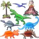 WERNNSAI 8 PCS Watercolor Dinosaur Party Honeycomb Centerpieces - Dinosaur Birthday Table Decorations for Kids Boys Dino Themed Party Supplies Table Toppers 3D T-Rex Volcano Centerpieces Decors