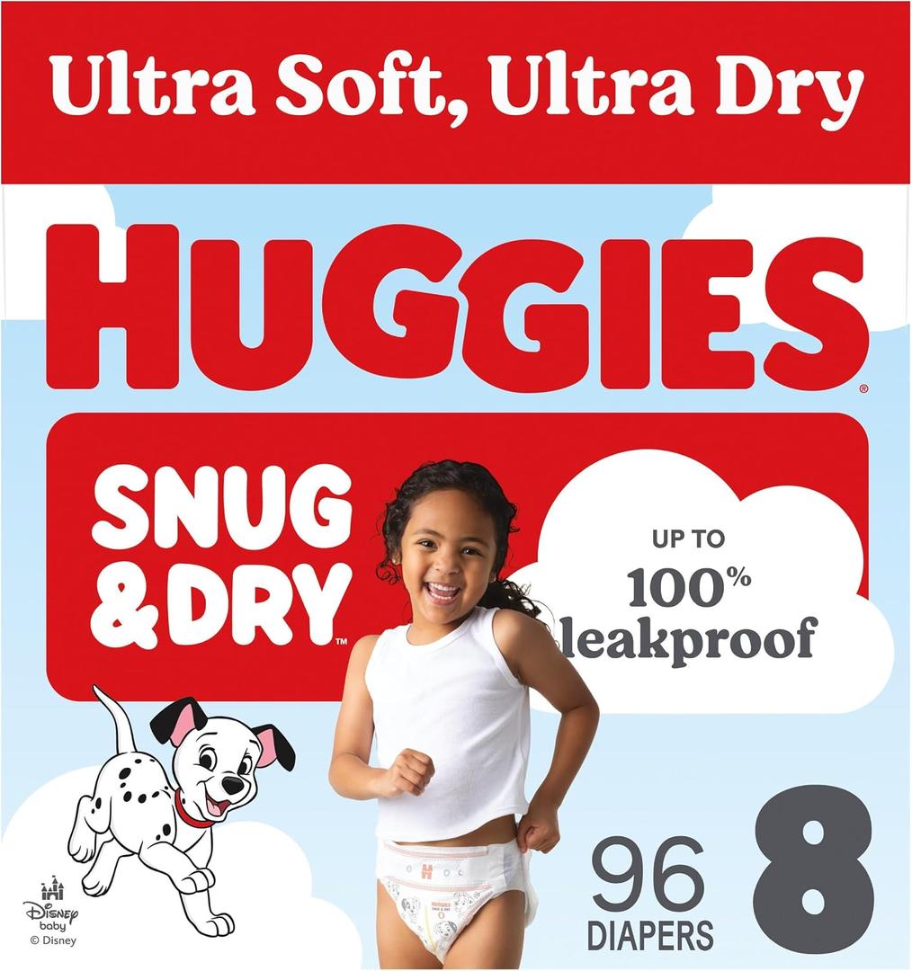Huggies Size 8 Diapers, Snug & Dry Baby Diapers, Size 8 (46+ lbs), 96 Count, 