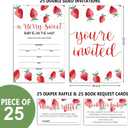 Set of 25 Baby Shower Invitations with Envelopes, Diaper Raffle Tickets and Baby Shower Book Request Cards, Berry sweet