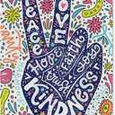 Peace Sign Jigsaw Puzzle Gesture Love Joy Floral Flower 500 Pieces Puzzles for Adults Kids (Multi 9)