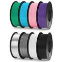 ELEGOO 250g PLA Filament Bundle 1.75mm, 8 Colors 3D Printer Filaments Dimensional Accuracy +/- 0.02mm, 8 Pack 250g Spool, Black/White/Space Gray/Translucent/Sky Blue/Sea Green/Pink/Purple