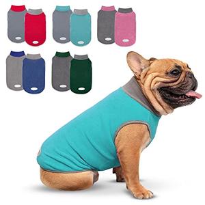 cyeollo 2 Pack Fleece Dog Sweater Stretchy Reflective , Teal & Grey XL and 2XL