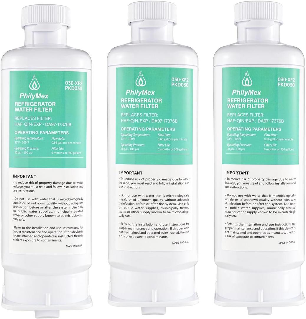 Samsung Water Filter for RF28R6301SR, RF27T5201SG, RS22T5201SR, RS28A500ASR, RF23A9671SR, RF23A9071SR, RF28R7201SG Replacements - 3PK Filter Set