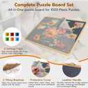 1000 Pcs Puzzle Board with Tilting Stand, 6 Sorting Trays & Cover for Adult, 1000-Piece