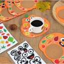 200pcs Fall Pumpkin Coaster Craft Kit 12 Set Thanksgiving Foam Craft Kit for Kids DIY Make you own Pumpkin Table Cup Mats Autumn Party Decor Supplies Favors for Gift Home Kitchen Dining Activities