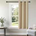 ChrisDowa Blackout Curtains 63 inches Long for Bedroom - Grommet Thermal Insulated Room Darkening Curtains for Living Room (1 Panel, Biscotti Beige, 42 x 63 Inch)