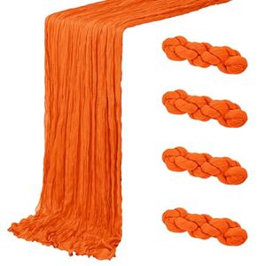 ACSUIT 2 Pack Orange Cheesecloth Table Runner 20 x 120 inch Gauze Table Runners 10 FT Long,Semi Sheer Cheese Cloth Fabric Table Runner Bulk for Wedding,Party,Baby Shower,Bridal Shower Decoration
