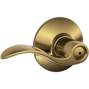 Schlage F40 ACC 609 Accent Door Lever, Bed & Bath Privacy Lock, Antique Brass