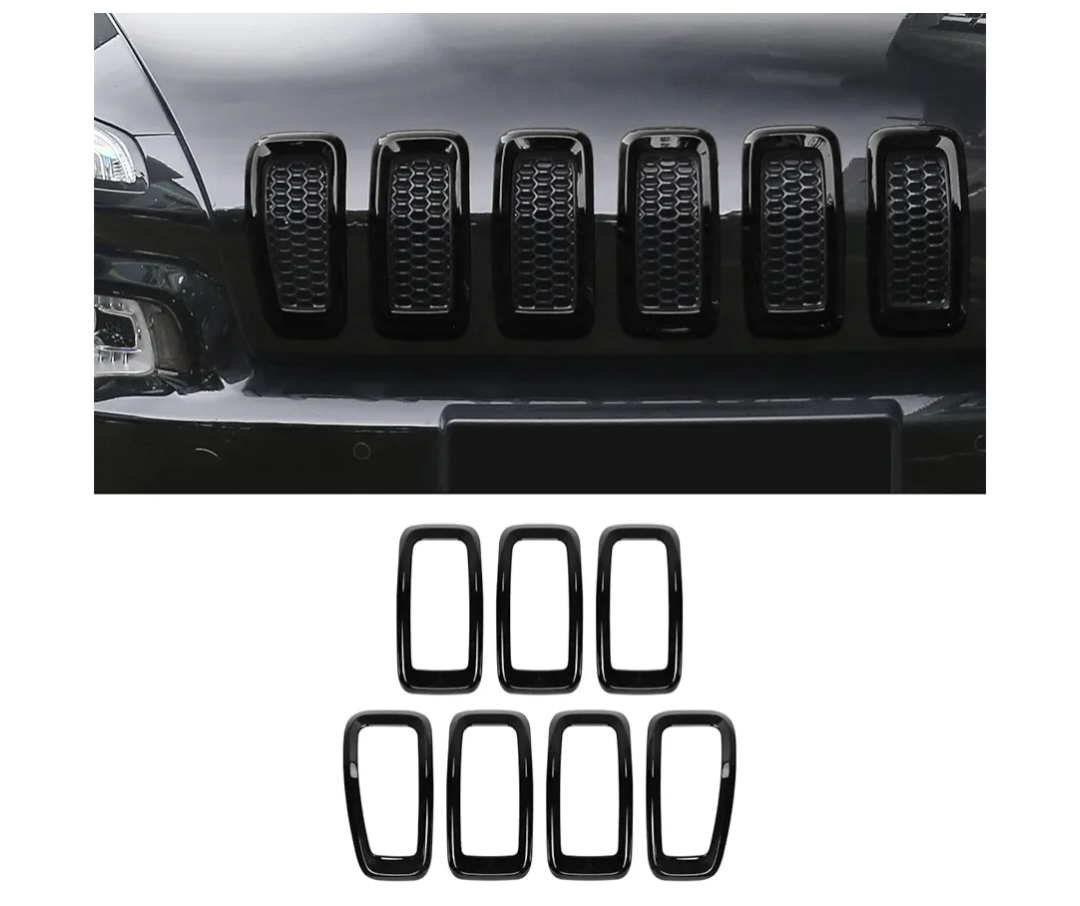Front Grill Inserts Grille Cover Trim for 2014-2018 Jeep Cherokee (black)