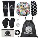 Volleyball Gifts for Teen Girls Beginner, Volleyball Accessories for Youth, Volleyball Knee Pads Arm Sleeves and Drawstring Bag