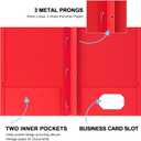 5 x 2 Pocket Folders with Prongs, 5 Pack Paper Folders with Pockets & 3 Prongs