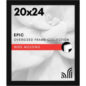 Americanflat 20x24 Picture Frame with Polished Plexiglass - Black Picture Frame - Wide Photo Frames Made of Engineered Wood for Vertical or Horizontal Wall Display - Epic Collection - Black