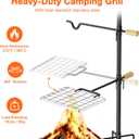 Campfire Grill Grate for Fire Pit | Adjustable Swivel Handle, Heavy Duty Steel Stake Grill, Portable Outdoor Cooking Equipment for Camping BBQ