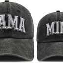 Funny Embroidered Mama and Mini Hat for Mom Kid, Adjustable Matching Parent-Child Baseball Cap Set of 2 (One Size)