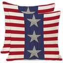 JOOCAR 4th of July Pillow Covers 24x24 Inch Set of 2 American Flag Stars and Stripes Throw Pillow Cases Patriotic Independence Day Cushion Covers for Sofa Couch Bed